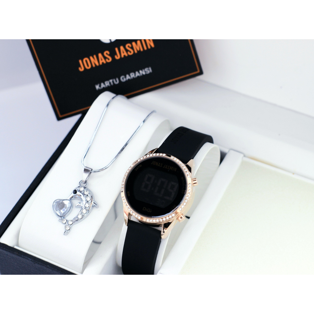 Jam Tangan Fashion Wanita Jonas Jasmine+kalung Bahan Rubber