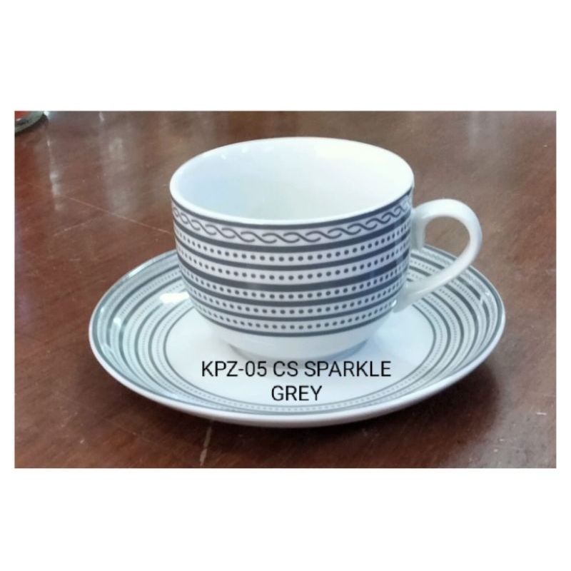 Cangkir Keramik Teh Kopi Kedaung Home Motif KPZ-05 SPARKLE GREY