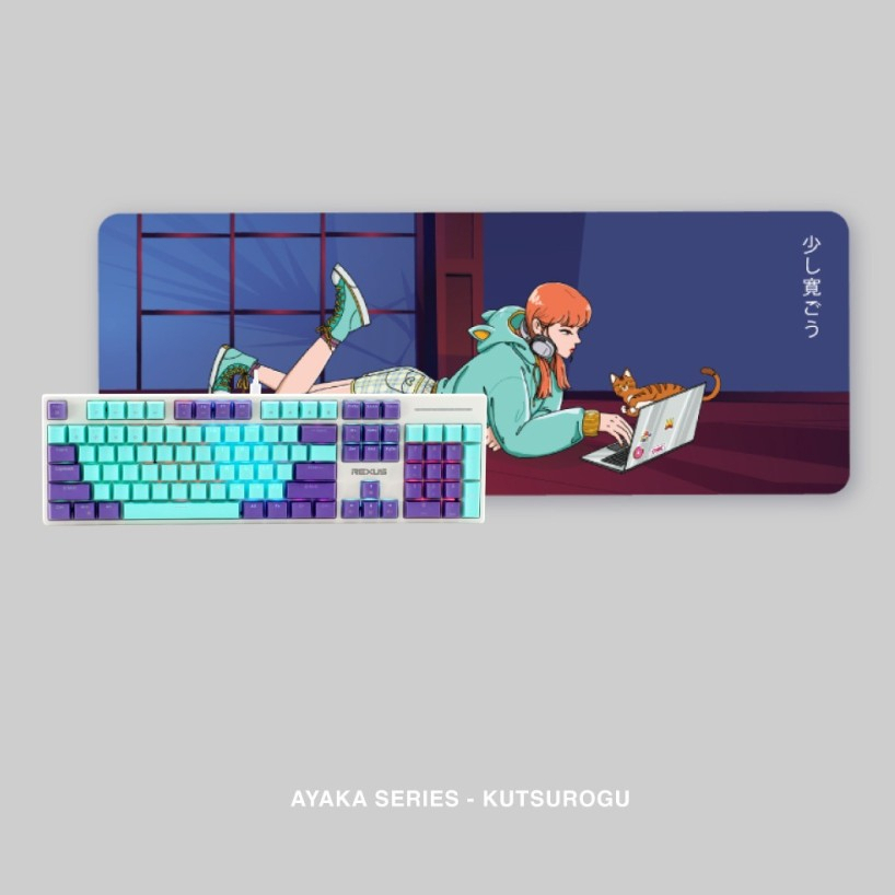 Keyboard Rexus KG2 Ayaka Kutsurogu Deskmat & Keyboard Bundle Gaming - Red Switch