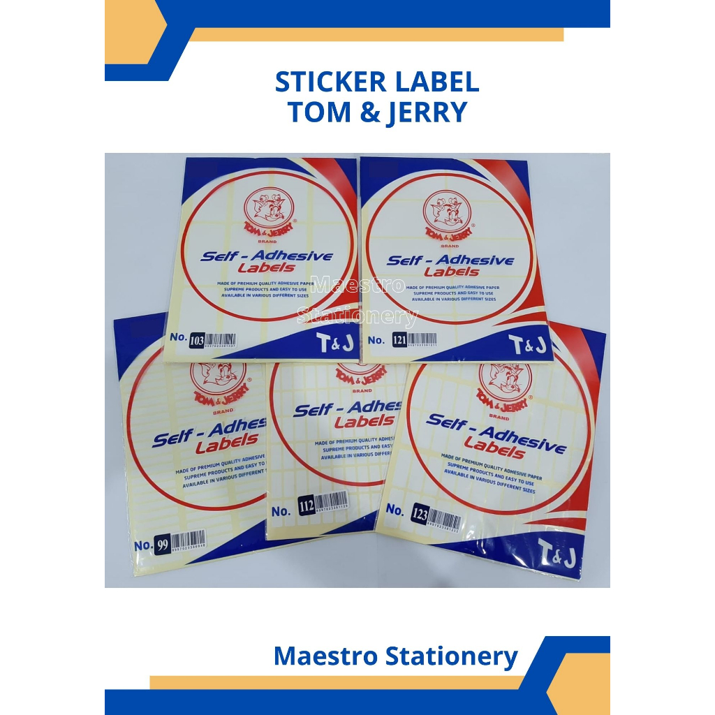 

Sticker Label Tom and Jerry No 99 / 103 / 112 / 121 / 123