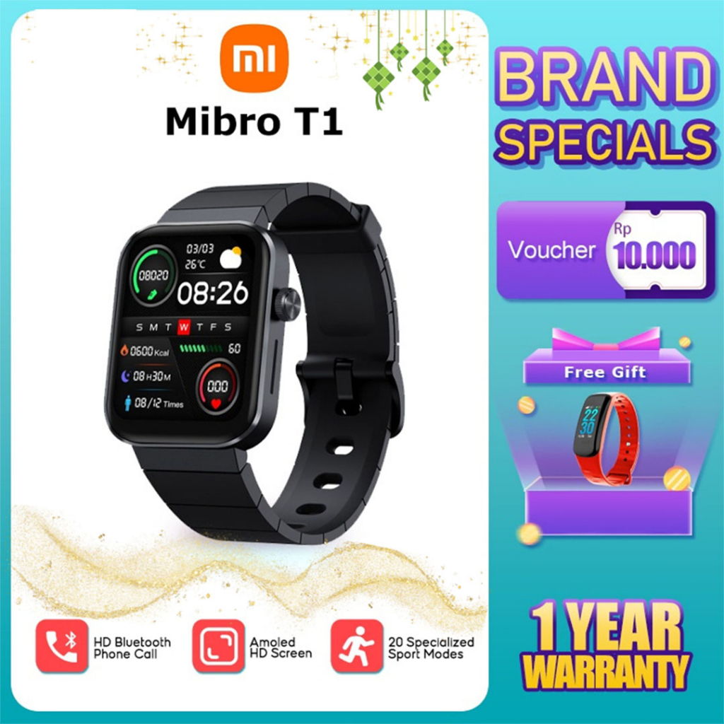 Xiaomi mibro T1 fashion smartwatch Jam Tangan 1.6&quot; Amoled display Bluetooth Call smartwatch 5ATM waterpoof SpO2 20+sport