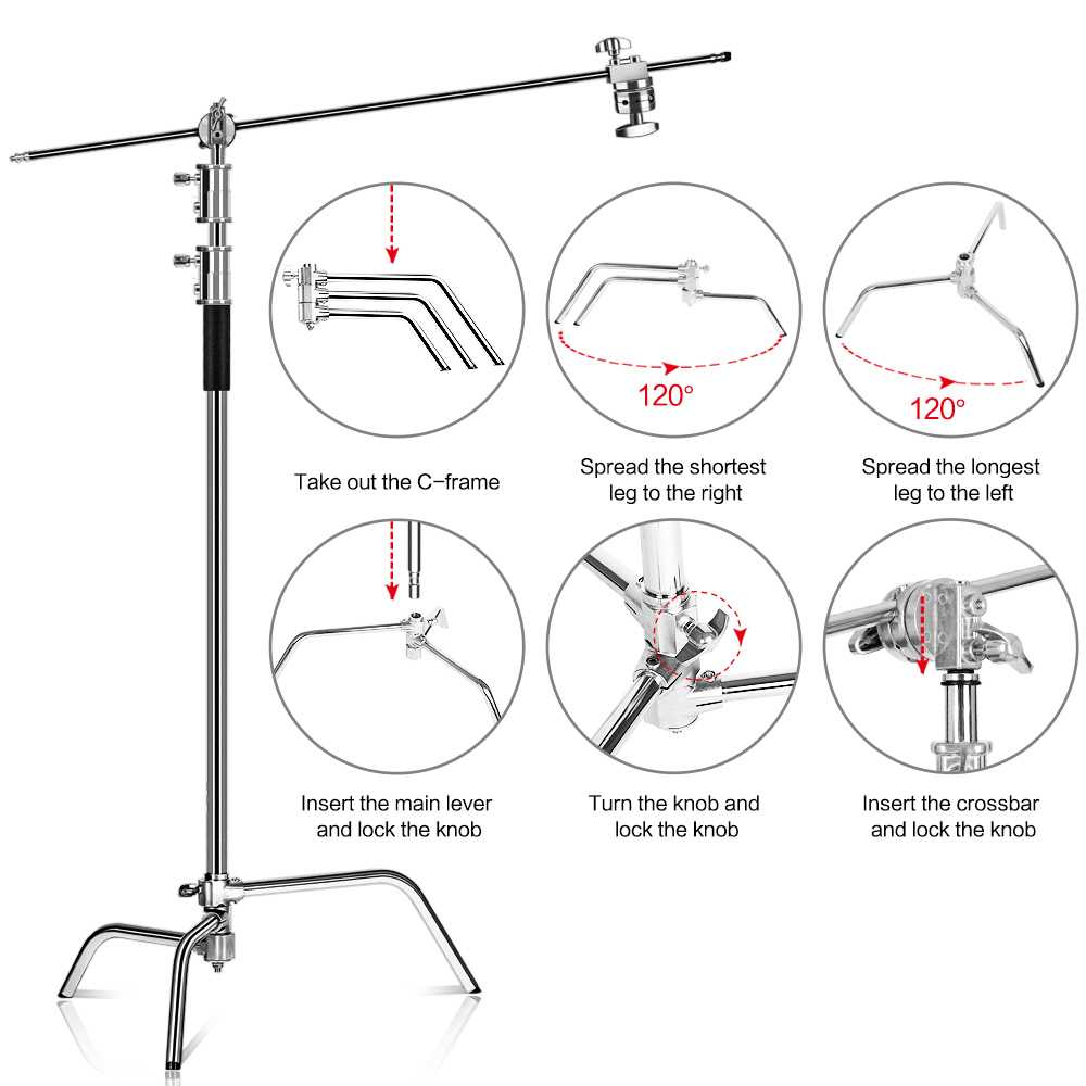 BREZ Stand C Lighting Photography with Boom Arm and Grip Head 260cm - BR-260