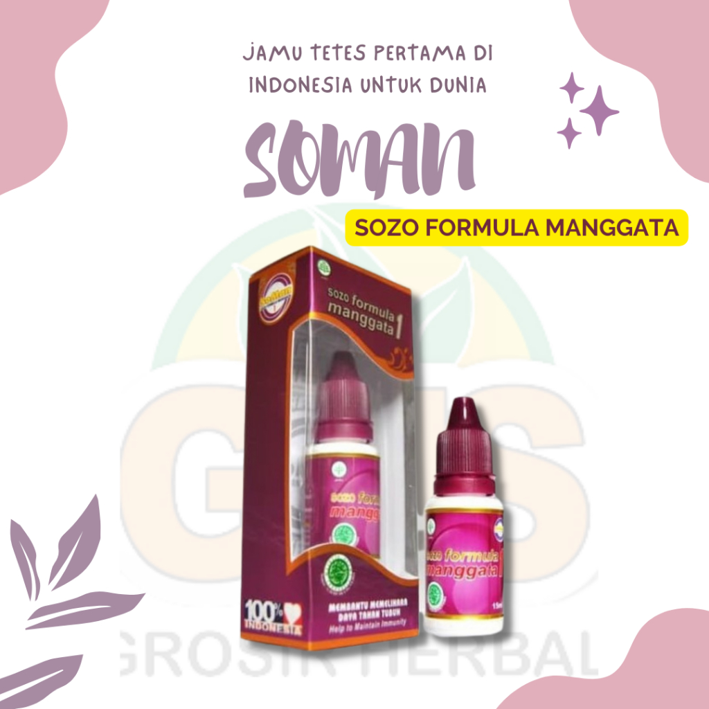 

SOMAN (Sozo Formula Manggata 1) - Jamu Tetes Soman 1 Sozo Formula Manggata Obat Tetes Herbal Original 100% (15ML)