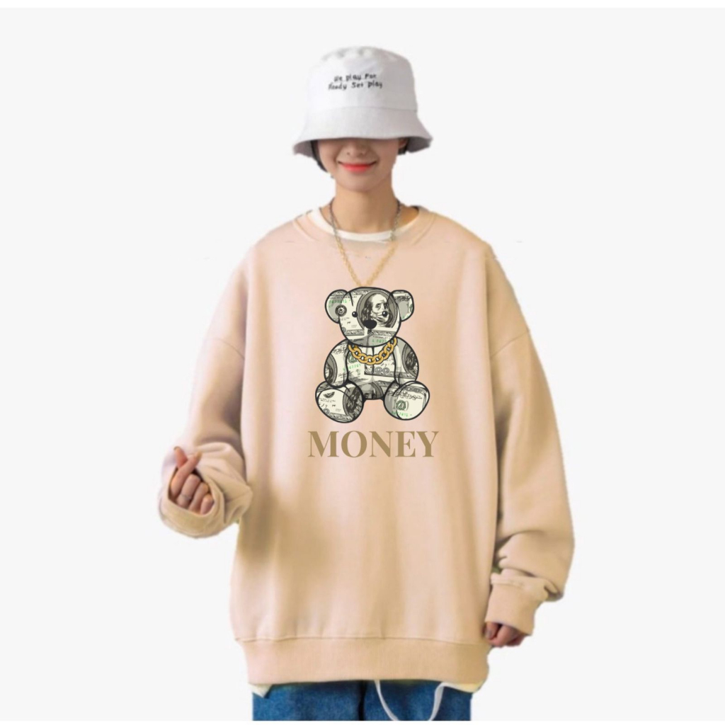 MONEY TEDDY Swaeter Oversize Wanita Size M - L - XL - XXL