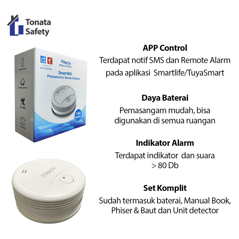 Smart WiFi Smoke Detector / Photoelectric Standalone / Pendeteksi Asap