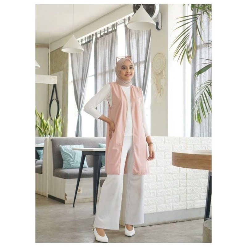 OUTER PLAIN ROMPI WANITA BAHAN CRINKLE PREMIUM / CARDIGAN WANITA / OUTWEAR ROMPI TANPA LENGAN