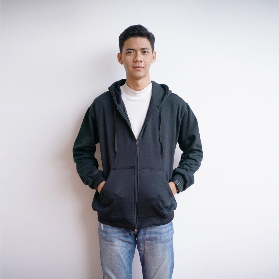 Jaket Sweater Hoodie Zipper Black - Banyak Varian Warna Best Seller