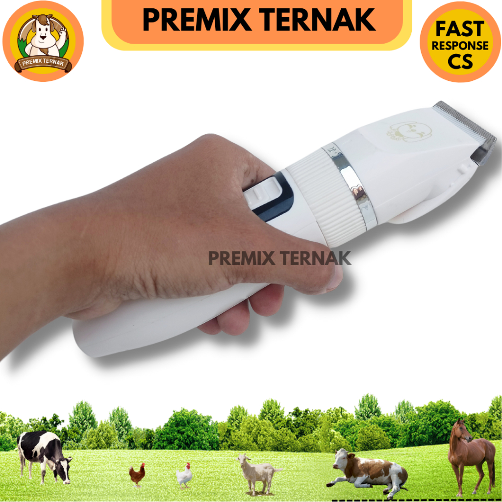 ALAT CUKUR CLIPPER PUTIH BATERAI - Alat Cukur Hewan Anjing Kucing Kambing Domba