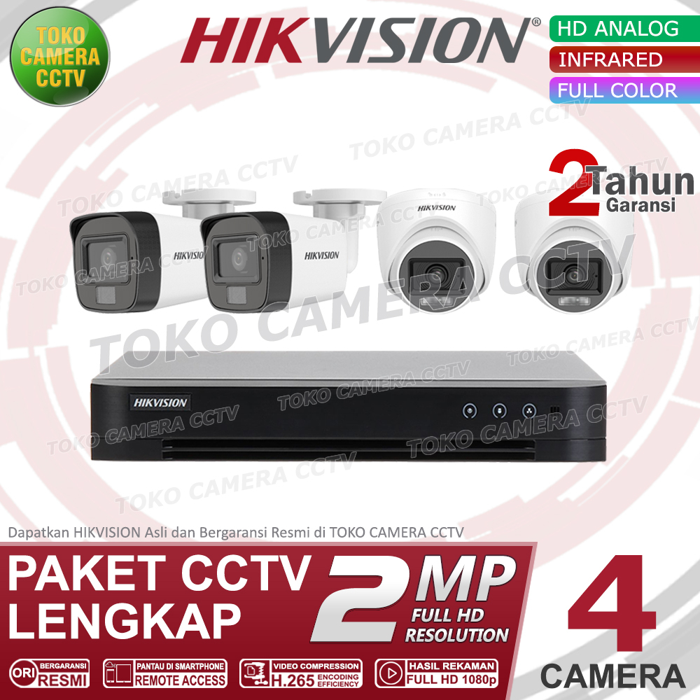 PAKET CCTV HIKVISION 2MP 4 CHANNEL 4 KAMERA