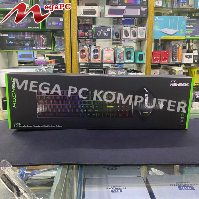 Keyboard Mouse Gaming Combo 3in1 NYK Nemesis Huskar KC-400 + Mouse pad