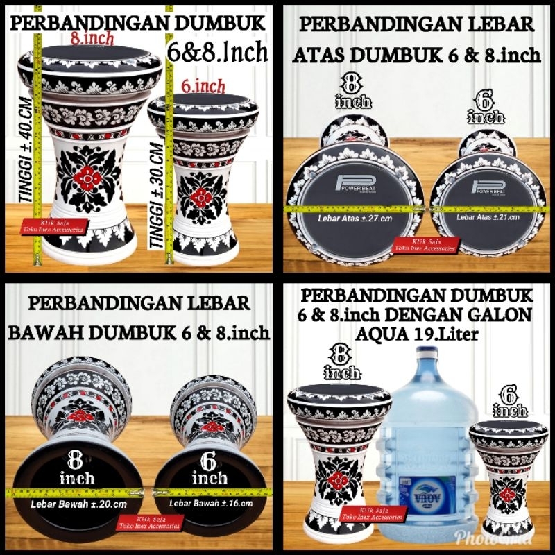 Darbuka Kayu Atau Gendang Mini 6 inch Hitam Biru Power Beat