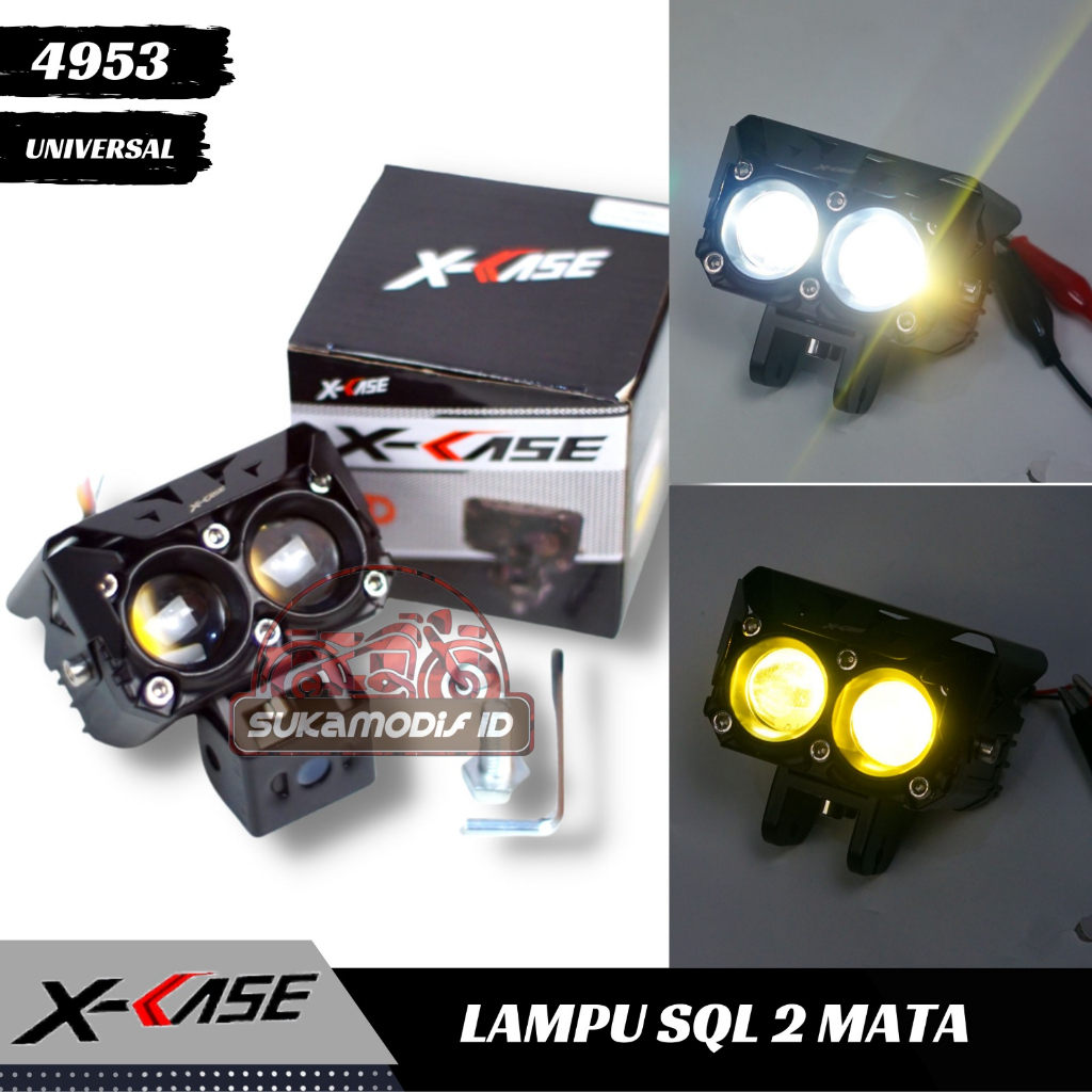 Lampu tembak Laser putih kuning 2 warna Universal Foglamp LED D3 SQL 2 mata
