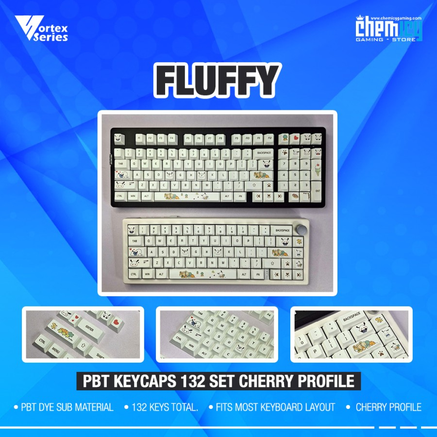 Vortex Series Fluffy PBT Dye-subs Keycaps 132 Set Cherry Profile