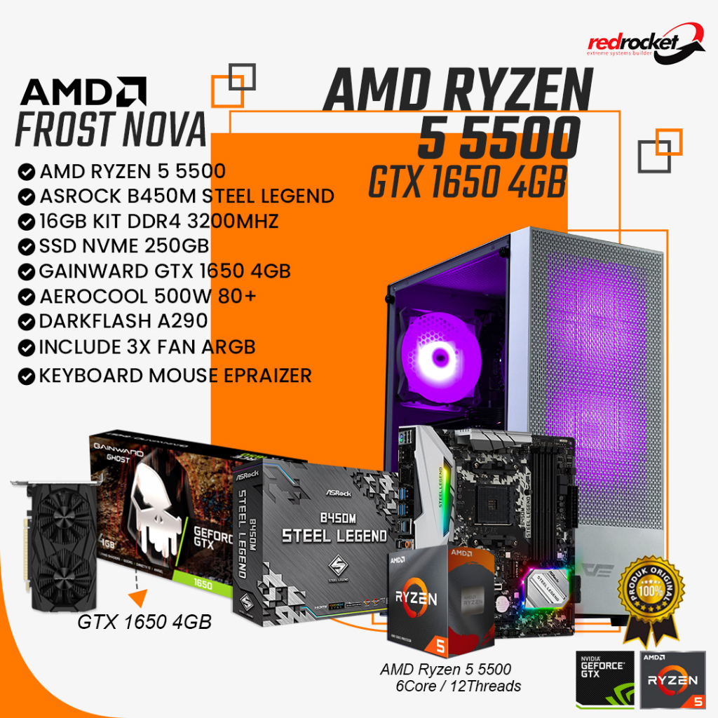 PAKET PC RYZEN 5 5500 GTX1650 4GB NEW