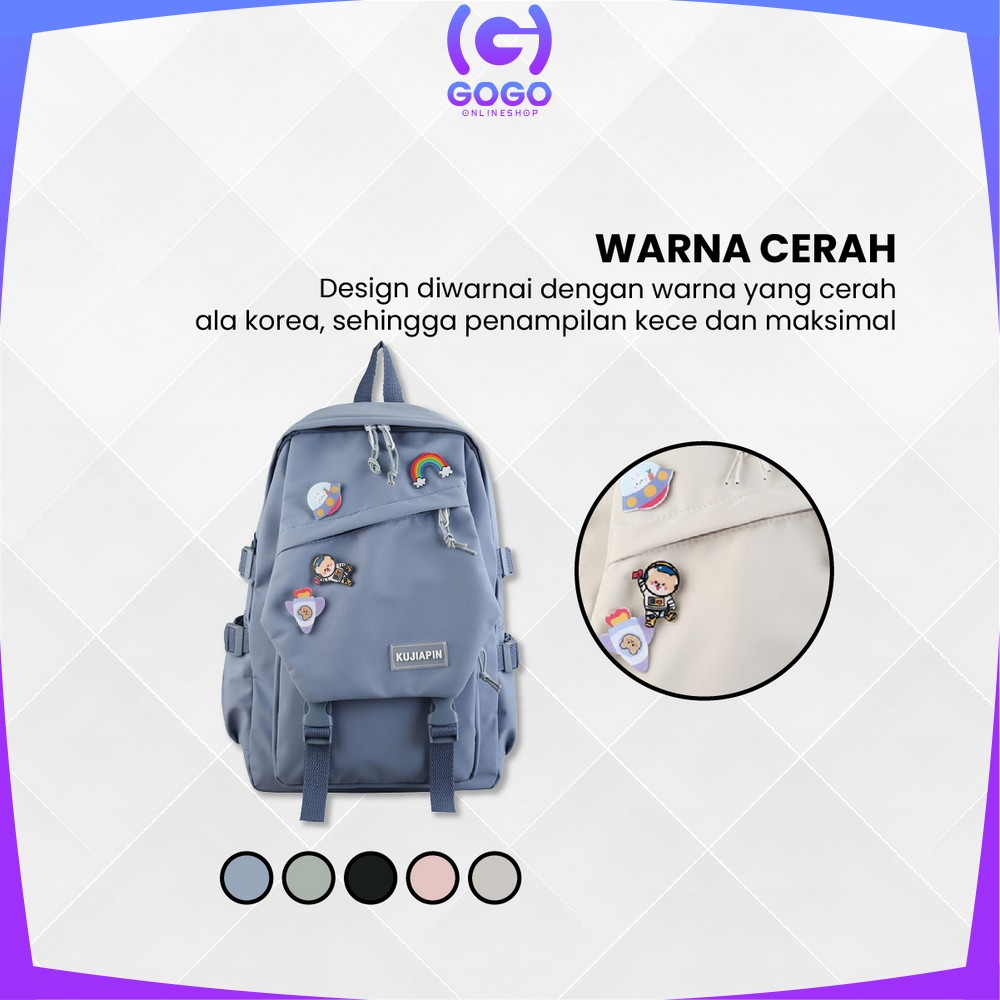 GOGO-T48 Tas Sekolah Anak Perempuan Tas Travelling Backpack Wanita / Tas Ransel Korea Wanita Fashion Backpack Tas Punggung Sekolah Stylish