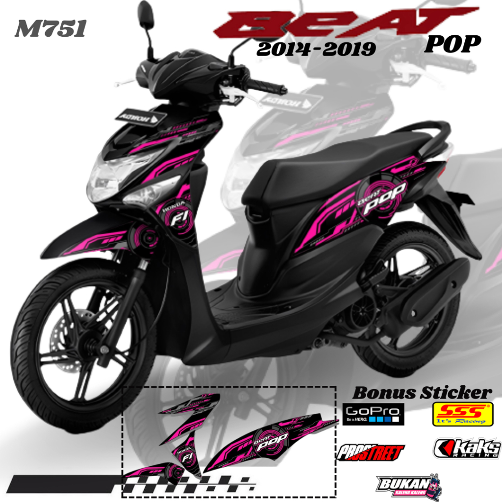 Lis Stiker Striping Honda Beat POP M751 List Sticker Aksesoris Variasi Modifikasi Semi Full Body Ori