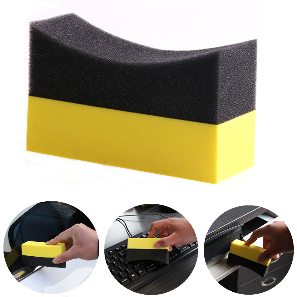 Spons Aplikator Cleaning Sponge Tire Wax Polishing Car - F-95 - Black/Yellow