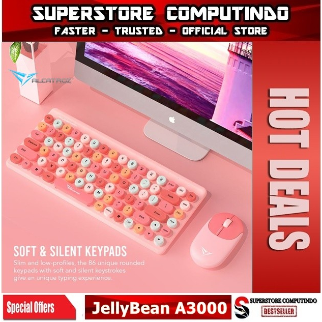 Keyboard Mouse Wireless Bluetooth Alcatroz JellyBean A3000 Soft Silent