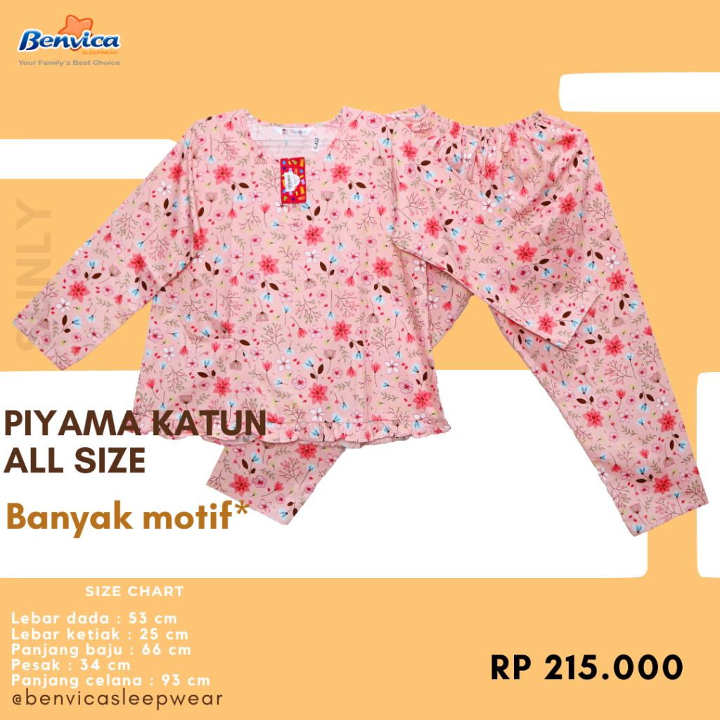 BAJU TIDUR PIYAMA KATUN PREMIUM SUNLY BANYAK MOTIF