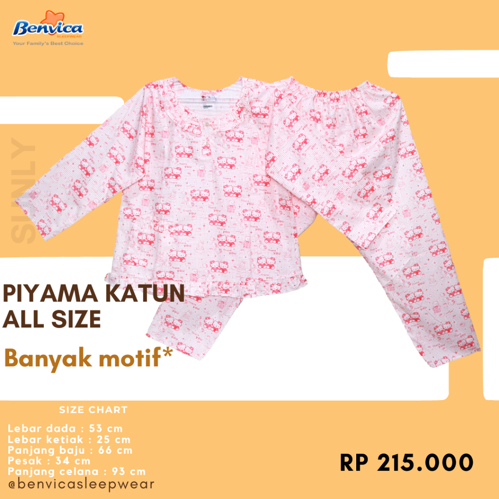 BAJU TIDUR PIYAMA KATUN PREMIUM SUNLY BANYAK MOTIF