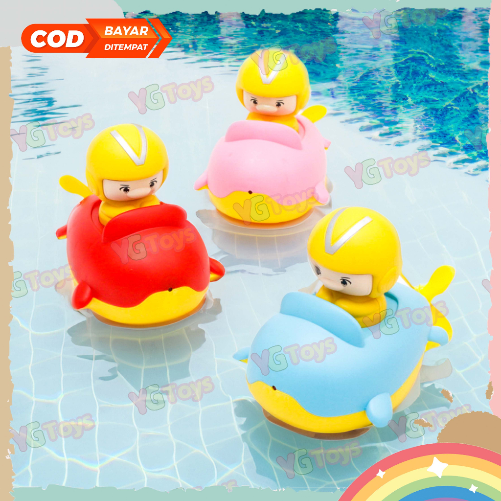 YGtoys Mainan Mandi Anak Kapal Bergerak dan Menembak Dapat Menyemprot Semprot Air Wind Up Toys