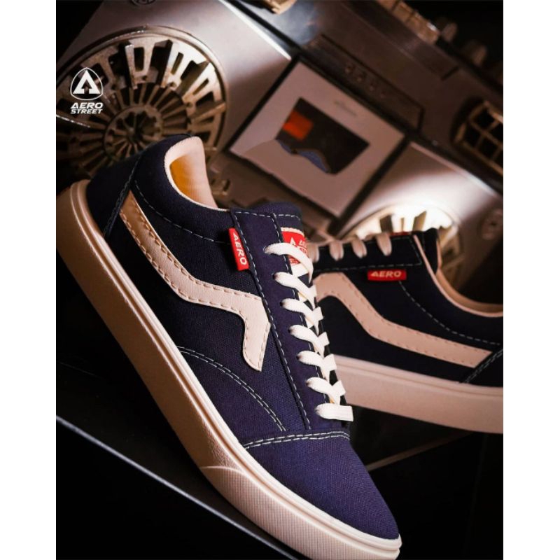 Aerostreet 37-43 Jhosse low biru navy - Sepatu Sneakers Casual Sport Sekolah Pria Wanita Aero Street