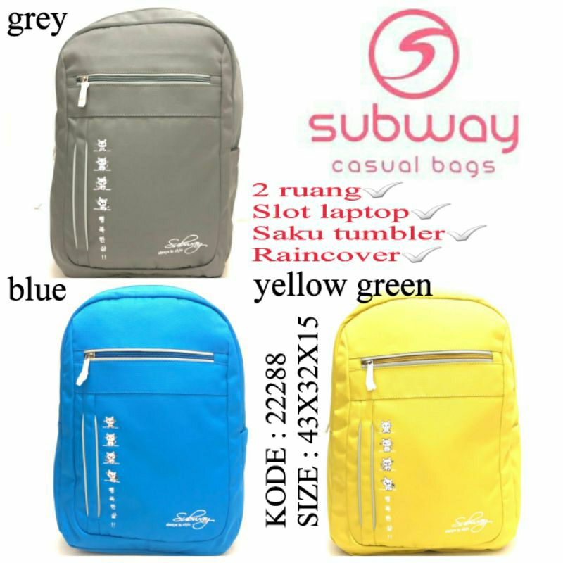 Tas Ransel Wanita Original Subway 22288 Tas Sekolah Ransel Subway Murah