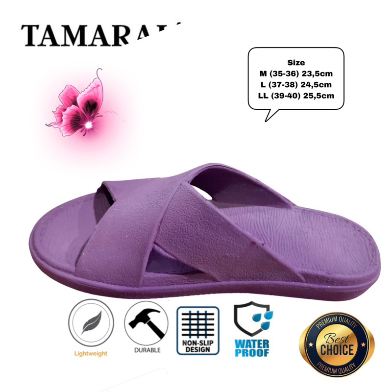 Sandal Selop Karet Casual Wanita Dewasa Remaja Anti Air Licin Slip Premium Lentur Empuk Ringan Santai Rumah Taman Kamar Mandi Indoor Outdoor Murah Promo TamaraLine 227W