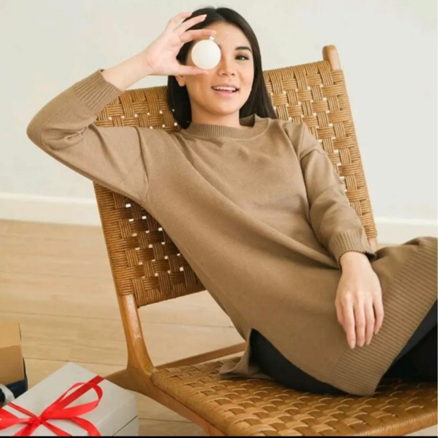 Oneset Atasan Eila Oversize Setelan Celana Kulot Rajut Premium Wanita