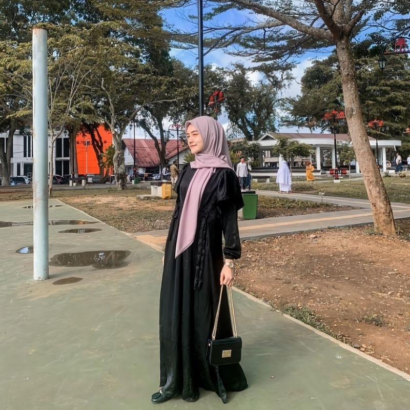 Nadin Dress Silk - Gamis Remaja Serut Party Kekinian Korean Stlye - Dress Kondangan Flowly Muslim Premium