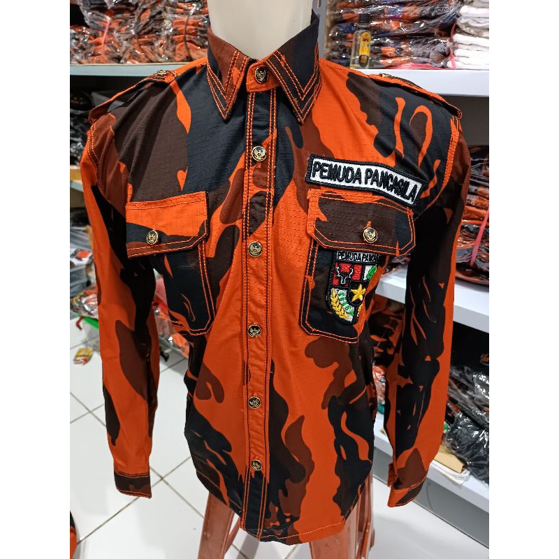 Kemeja Pemuda Pancasila  Sritex bordir timbul jahitan rante Pemuda Pancasila baju panjang