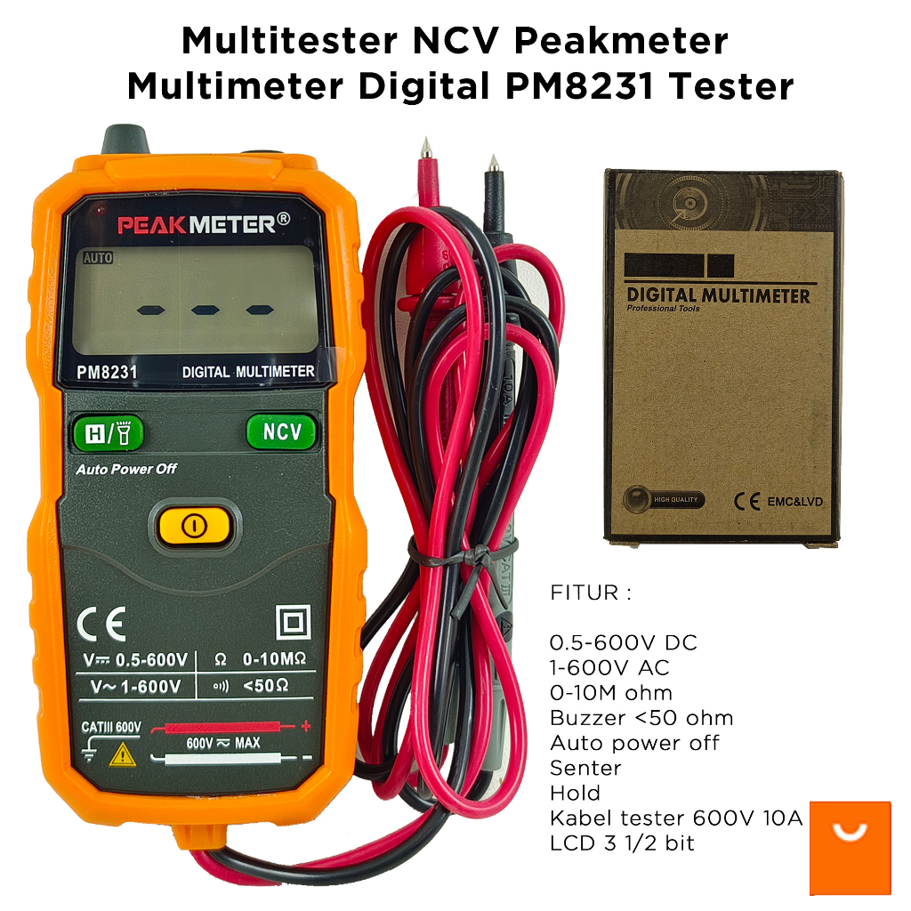 Multitester NCV Peakmeter Multimeter Digital PM8231 Tester