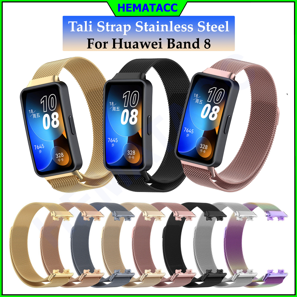 Strap Huawei Band 8 Stainless Steel Tahan Karat Tali Jam Metal Hematacc