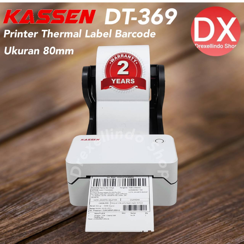 PRINTER LABEL BARCODE 80mm KASSEN DT-369 USB &amp; BLUETOOTH