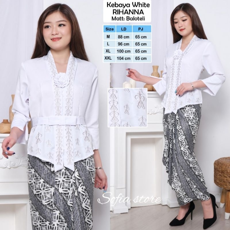 Atasan Saja Kebaya Wanita Encim Modern Bordir Warna Putih Kebaya Kartini Rihanna