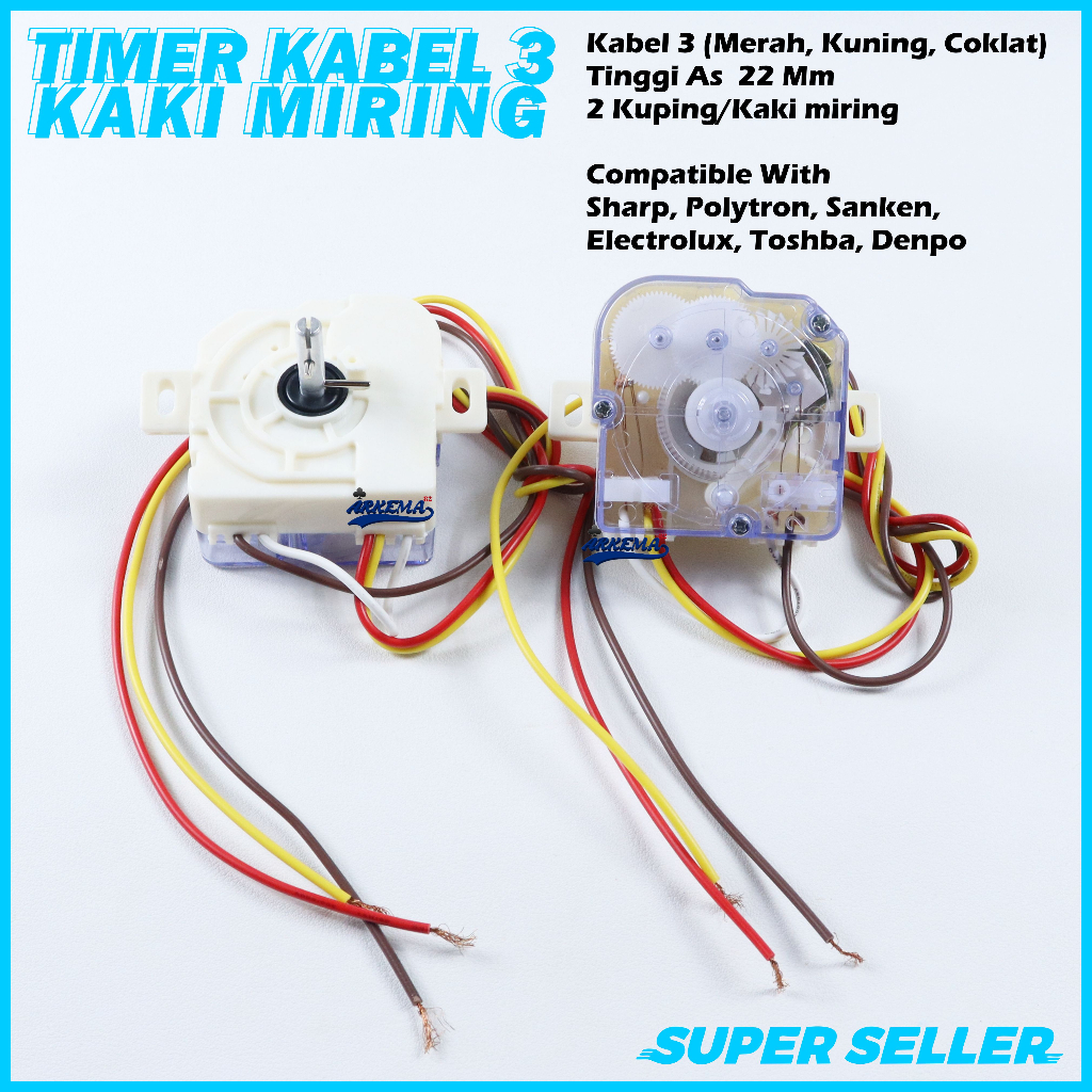 TIMER SPIN MESIN CUCI KAKI MIRING 3 KABEL | PEMUTARAN TIMER PENGERING | TIMER SPIN - WASH DUDUKAN KAKI MIRING - Arkema