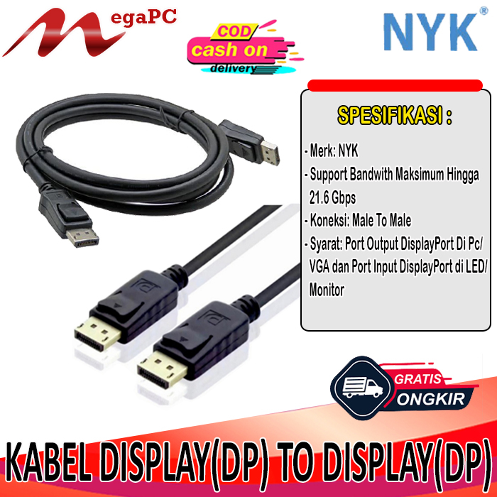 Kabel DP Display Port Male to DP Male NYK