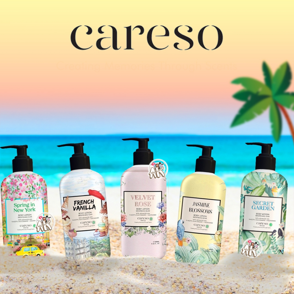 CARESO BODY LOTION 300ML SERIES ( FRENCH LINEN / SPRING IN NEW YORK / VELVET ROSE / JASMINE BLOSSOMS / FRENCH VANILLA / SECRET GARDEN )