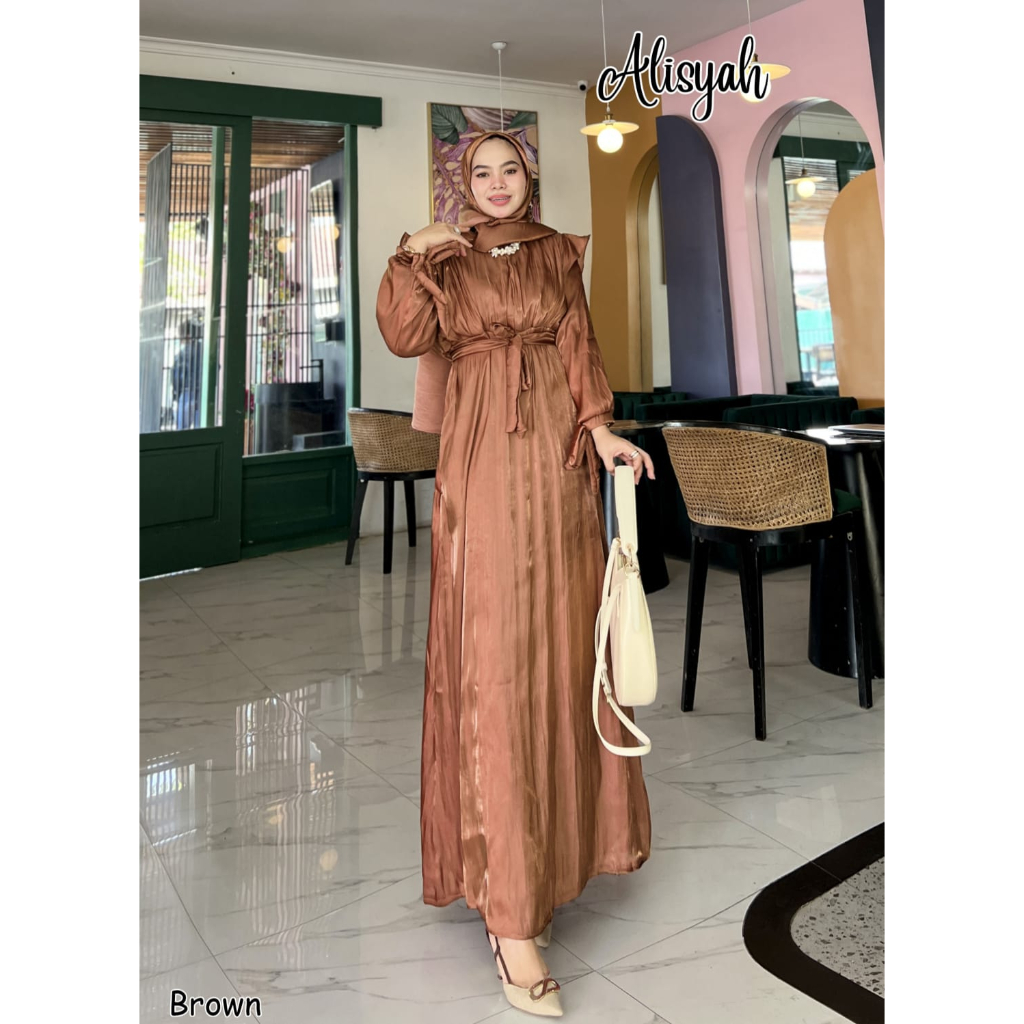 GAMIS PESTA KONDANGAN ALISYAH DRESS POLOS PESTA
