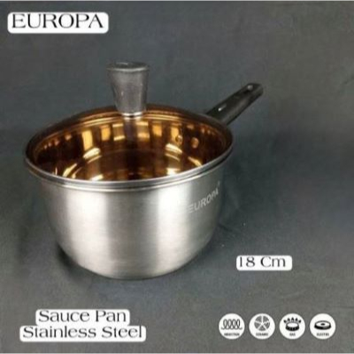 A1 Panci Saus Induksi Stainless Steel Food Grade Aman Mpasi Anti Karat Tutup Kaca