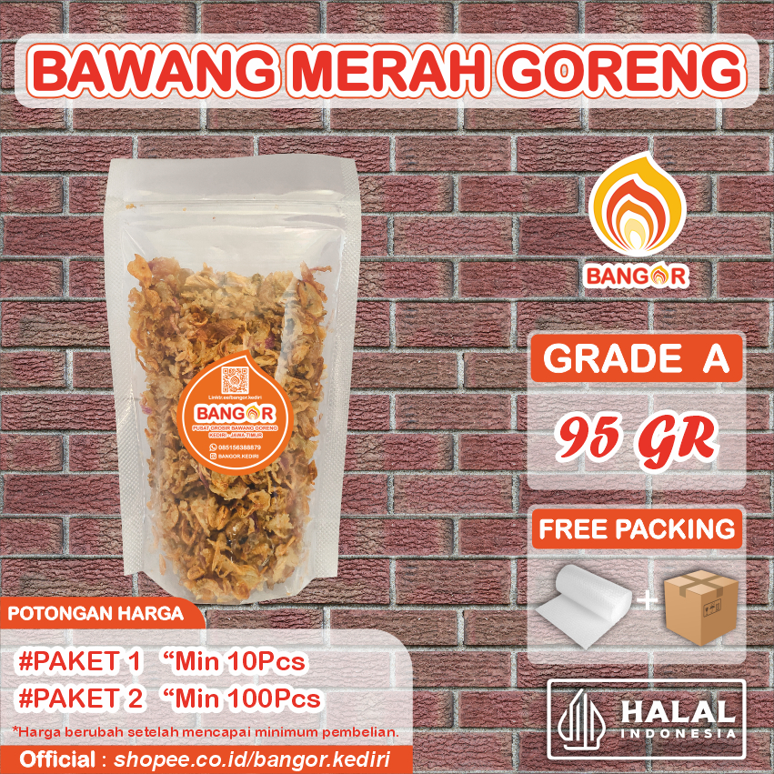 MERAH-A [ 95 gr ] Bawang Merah Goreng / Brambang Goreng, Grade A, Standing Pouch Zipper