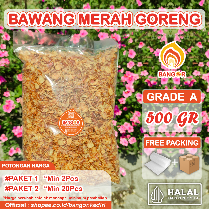 MERAH-A [ 500 gr ] Bawang Merah Goreng / Brambang Goreng, Grade A, Refill