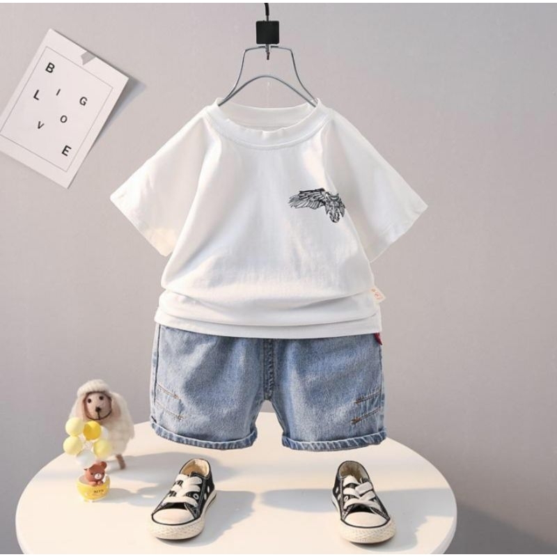 Setelan anak laki laki motif wings angel terbaru usoa 1 sampai 5 tahun baju anak pakaian anak setelan anak