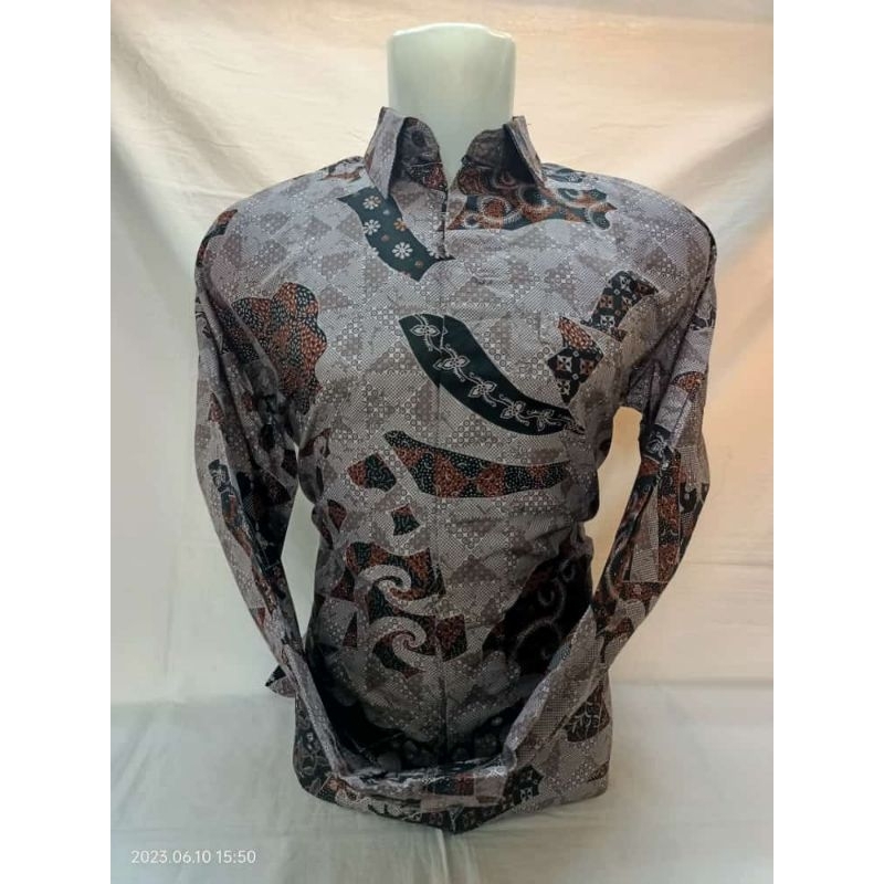 Kemeja Batik Etnik Abstrak Katun Pria