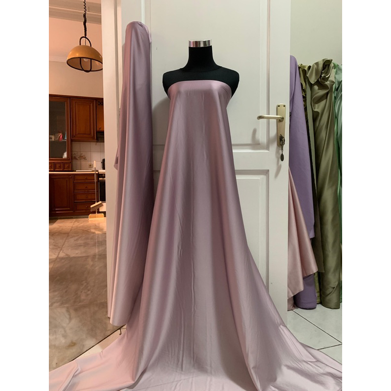 Bahan Kain Satin Silk Armani Gradasi Ombre 2 tone Warna Lavender Mauve