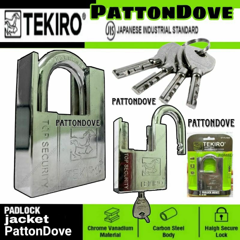 GEMBOK JAKET TEKIRO 40MM 50MM 60MM 70MM PADLOCK JACKET pattondove.id rusiacollection.id