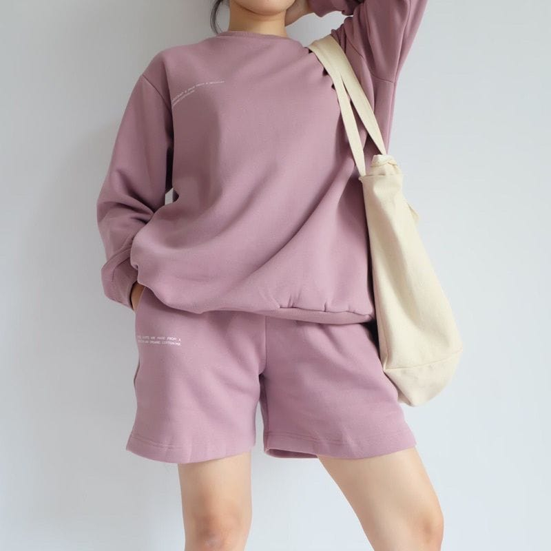 SWEATER + PANTS MORRA ONE SET | SETELAN SWEATER CELANA PENDEK WANITA