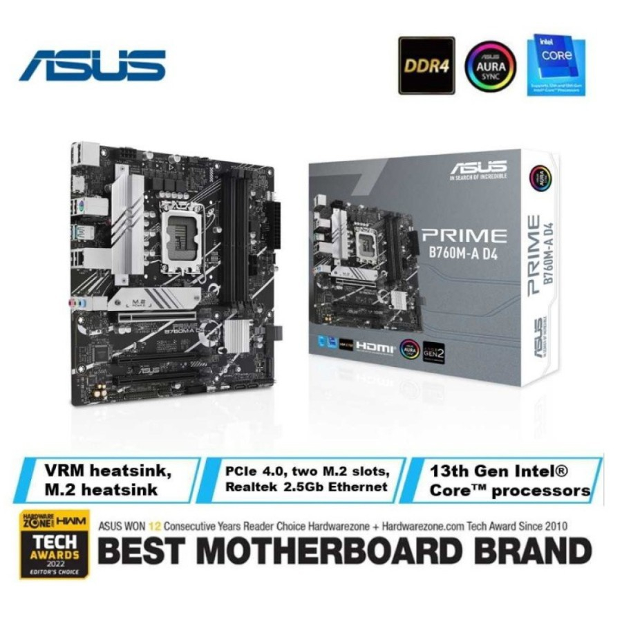 ASUS PRIME B760M-A D4 (Intel LGA 1700, Gen12, Gen13) DDR4