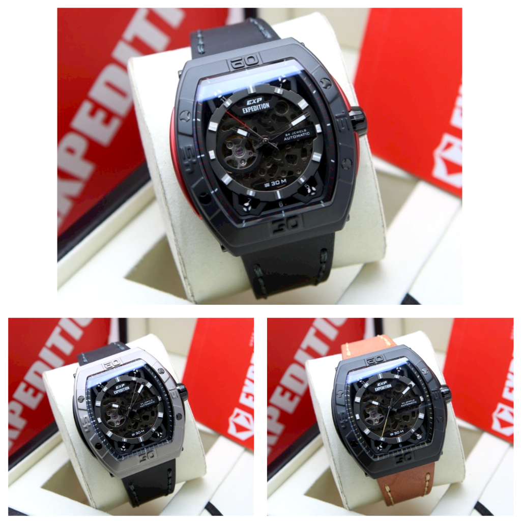 JAM TANGAN PRIA EXPEDITION EXP 6800 / 6800 AUTOMATIC ORIGINAL - TALI KULIT - GARANSI RESMI 1 TAHUN