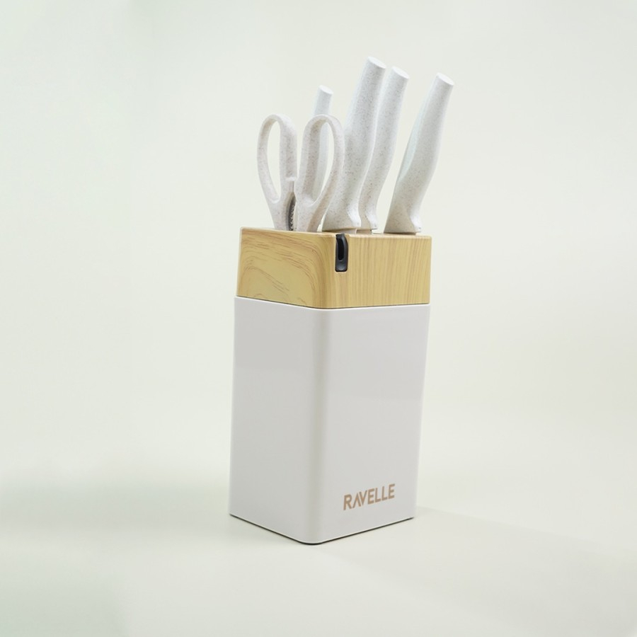 Pisau Set Ravelle - Royal Block Knife Set 7 in 1 - White